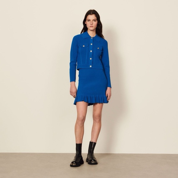 Sold ❌Sandro | Fancy Stitch Knitted Cardigan | L I Blue - Picture 4 of 16